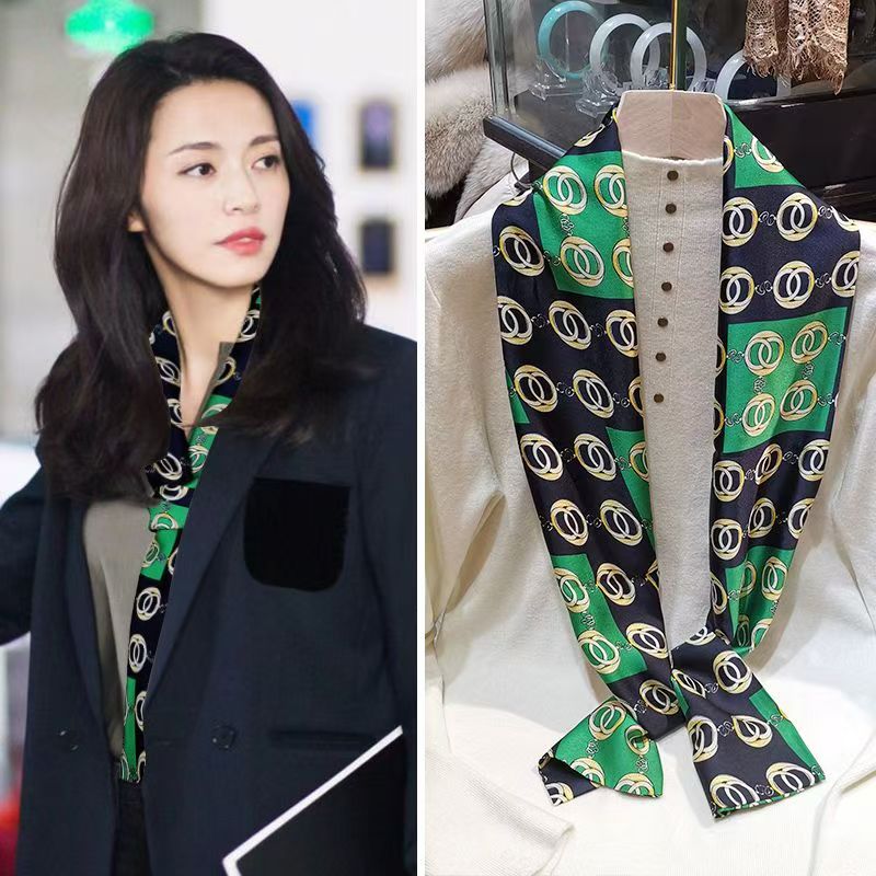 #Star Yao Chen's同款 Scarf - Women's Spring/Autumn Small Silk Scarf