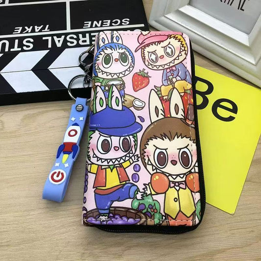#Labubu Peripheral Long Wallet for Students, Cartoon Hand Rope,