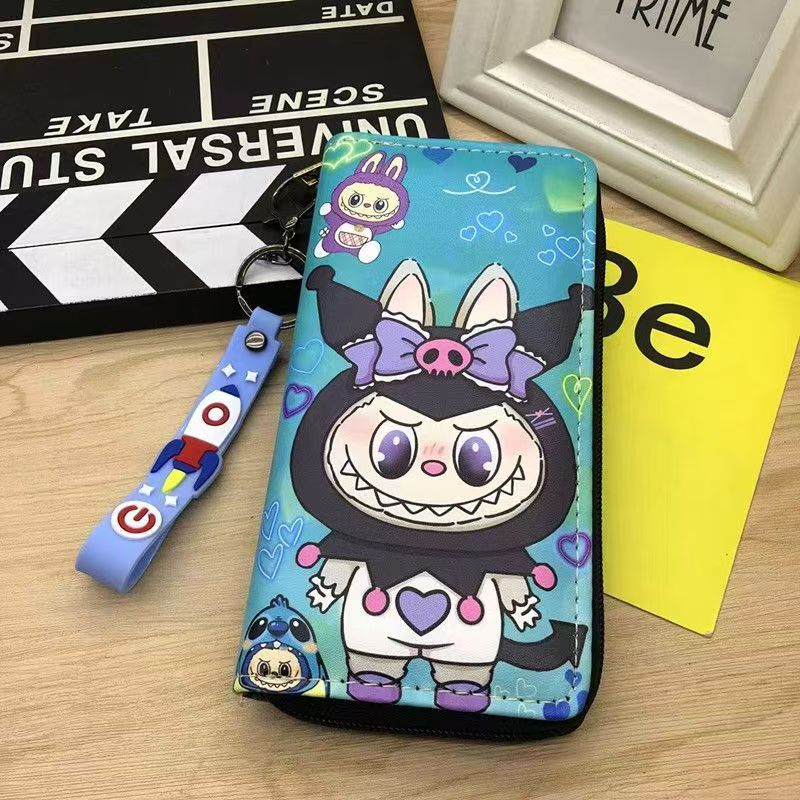 #Labubu Peripheral Long Wallet for Students, Cartoon Hand Rope,