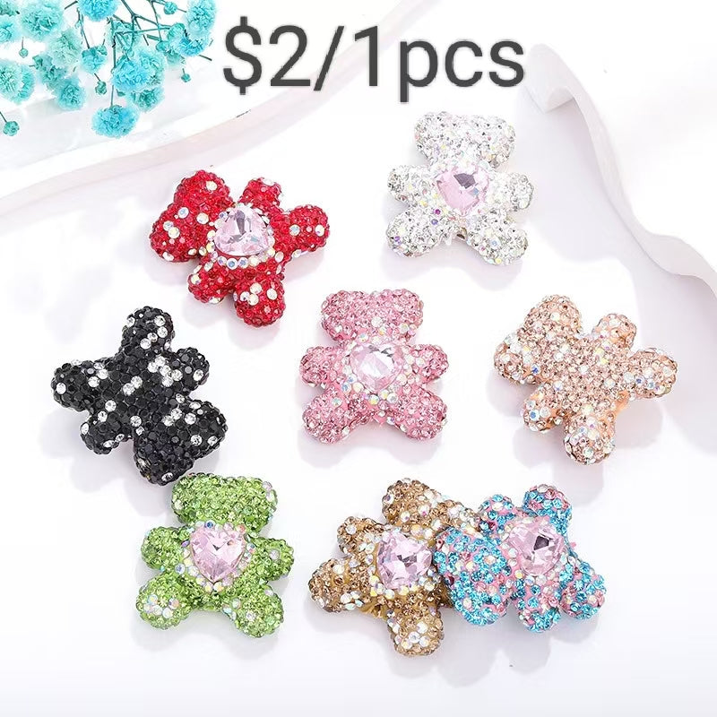 #Star-Filled &amp; Fully-Drilled Bear &amp; Heart Zircon Drill Beads (Straight Hole)