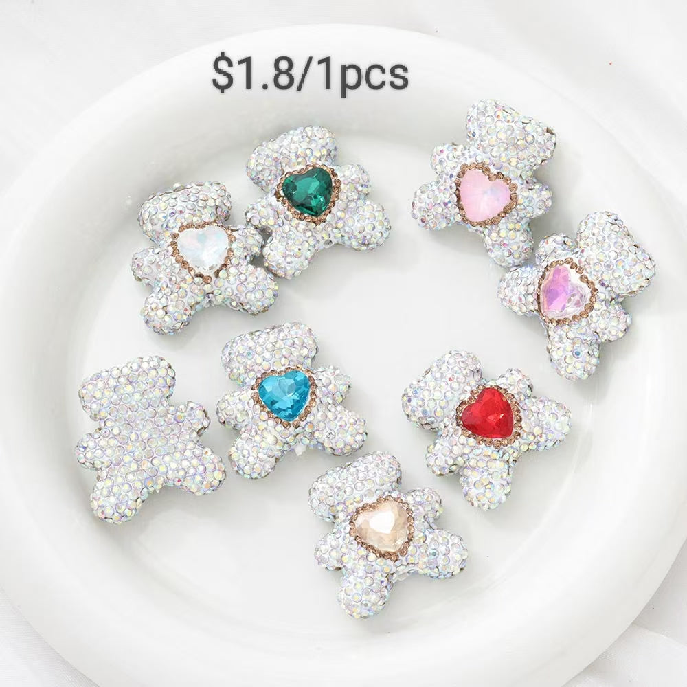 #Cute Bear-Shaped Glass Beads with Heart Inlay - DIY Jewelry Making Beading Pen /braceletsSet