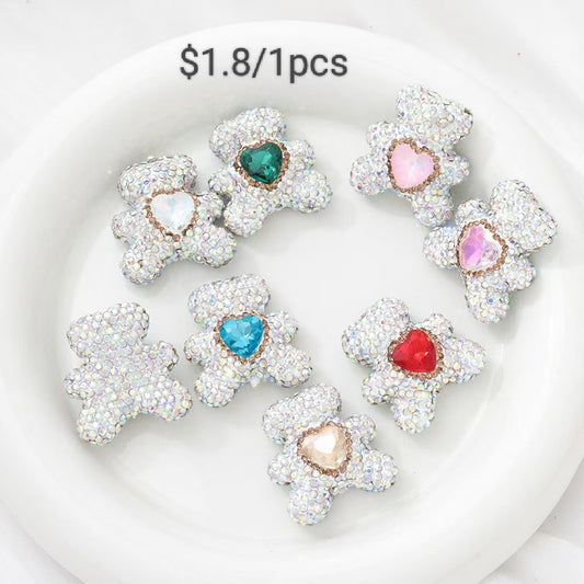 #Cute Bear-Shaped Glass Beads with Heart Inlay - DIY Jewelry Making Beading Pen /braceletsSet