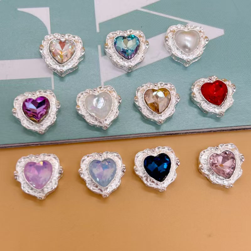 #Alloy Multi-Color Zircon Heart-Shaped Multi-Hole Spacer Beads