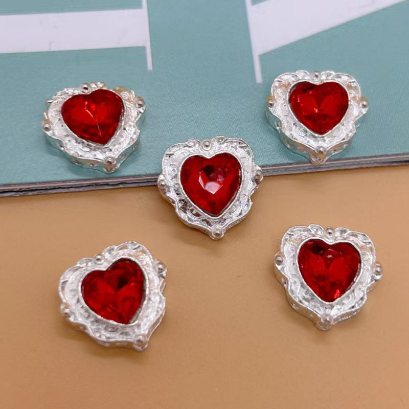 #Alloy Multi-Color Zircon Heart-Shaped Multi-Hole Spacer Beads