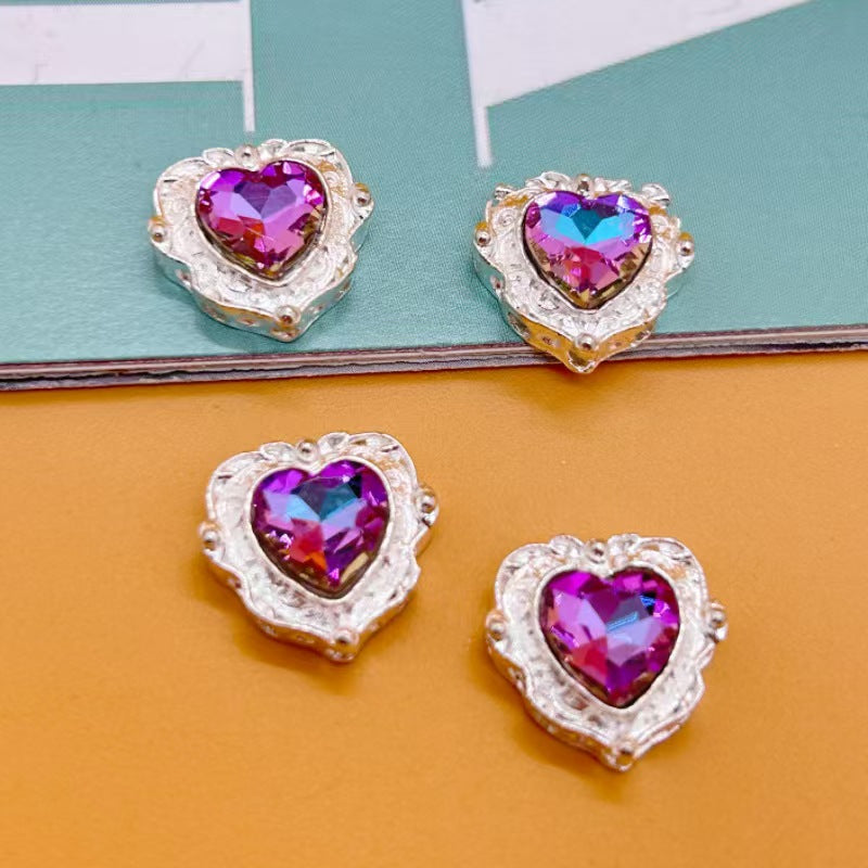 #Alloy Multi-Color Zircon Heart-Shaped Multi-Hole Spacer Beads
