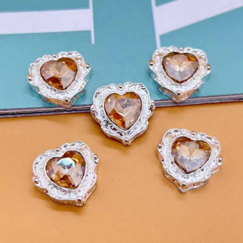 #Alloy Multi-Color Zircon Heart-Shaped Multi-Hole Spacer Beads