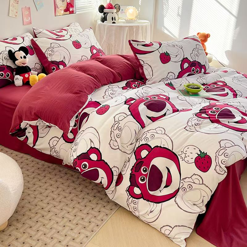 #Ins-style Cartoon Washed Cotton Cute Disney Duvet Cover Set - A-Class