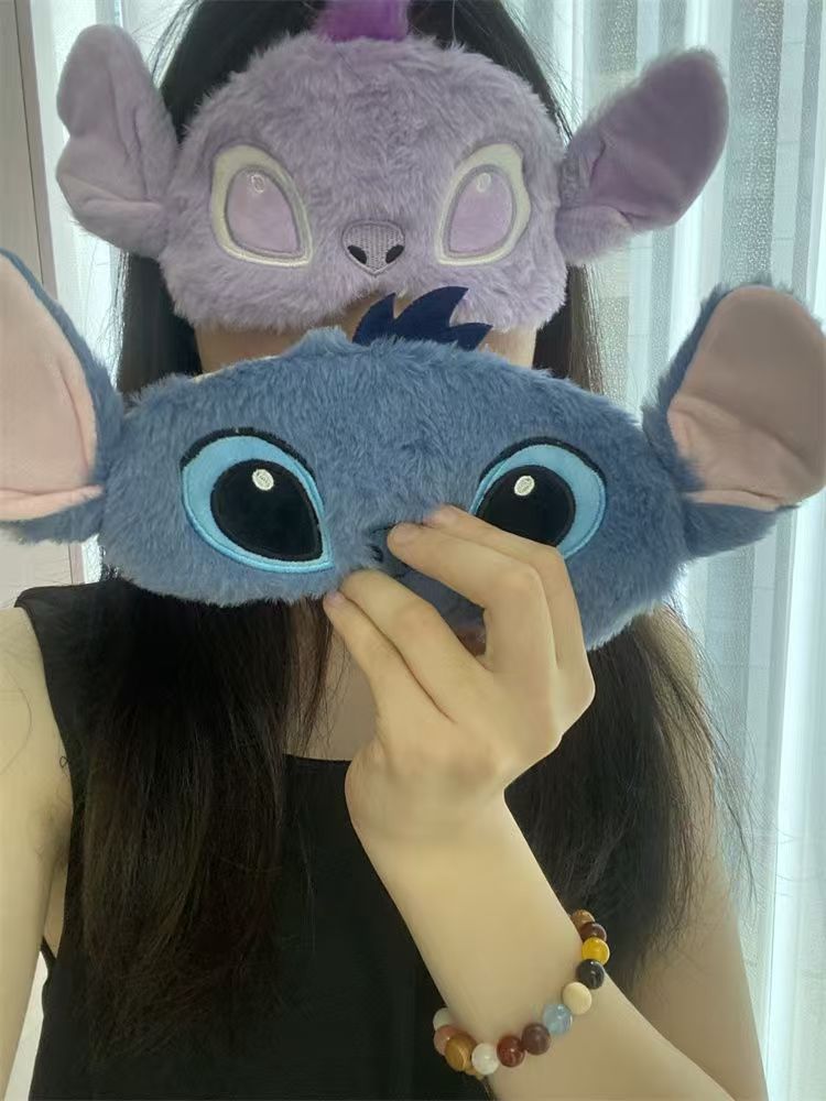 #Disney Stitch Cute Plush Light-Blocking Eye Mask - Portable for Couples
