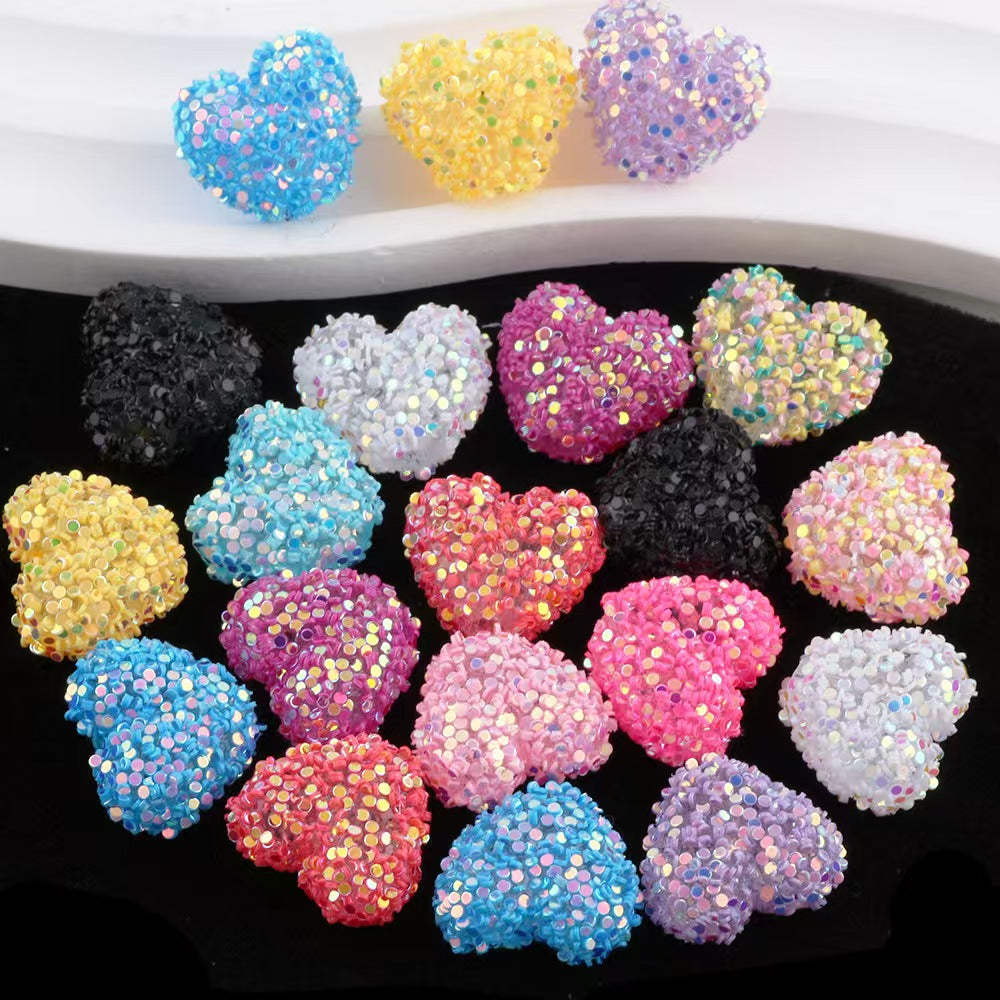 Colorful Sugar Heart Drill Beads with Straight Hole