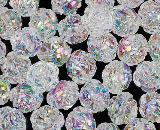 Multi-Size Iridescent Transparent Pumpkin Lantern Beads &amp; Rose Beads