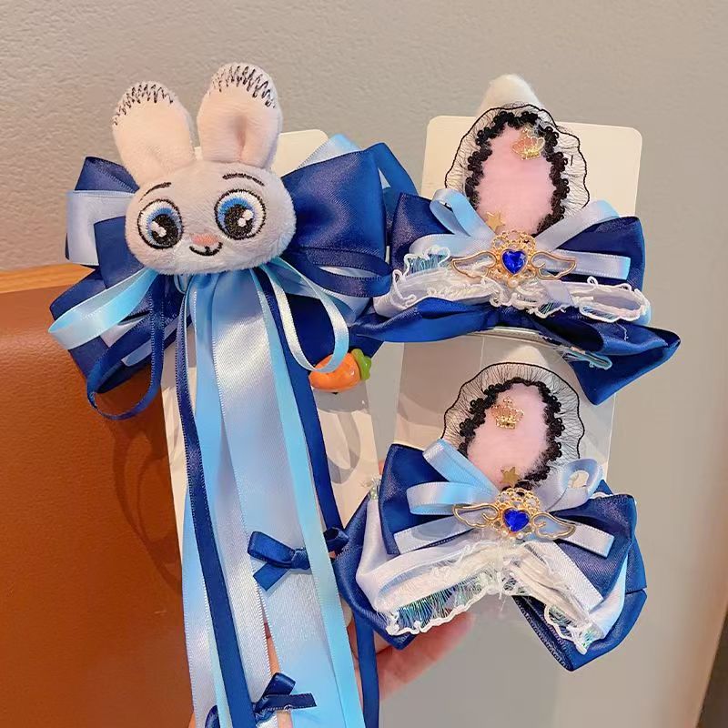 #Bunny Police Officer Kids' Cartoon Hair Clips, Girls' Sweet Hair Accessories, Judy Rabbit Cosplay Hair Pins