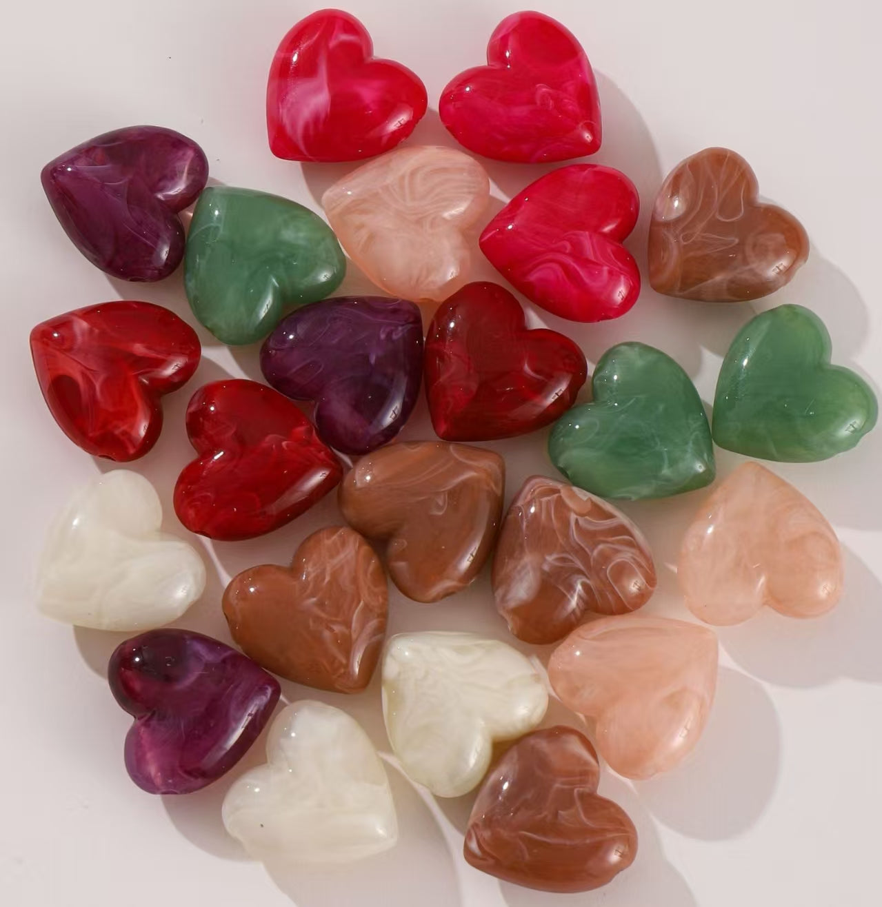 Vintage & Versatile Acrylic Horizontal-Hole Heart Beads - DIY Necklace & Bracelet Jewelry Accessory Material Kit