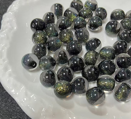 #Runny Yolk Fine Shimmer Cat's Eye Starry Sky Resin Loose Beads (16mm, 12mm, 10mm) - Handmade DIY Beads for Car Ornaments