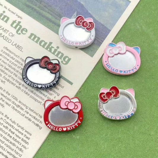 #Alloy Painted Cartoon Drip-Oil Cat Frame Double-Sided Mirror - DIY Loose Beads & Materials for Car Ornaments, Phone Chains & Bracelet Accessories
