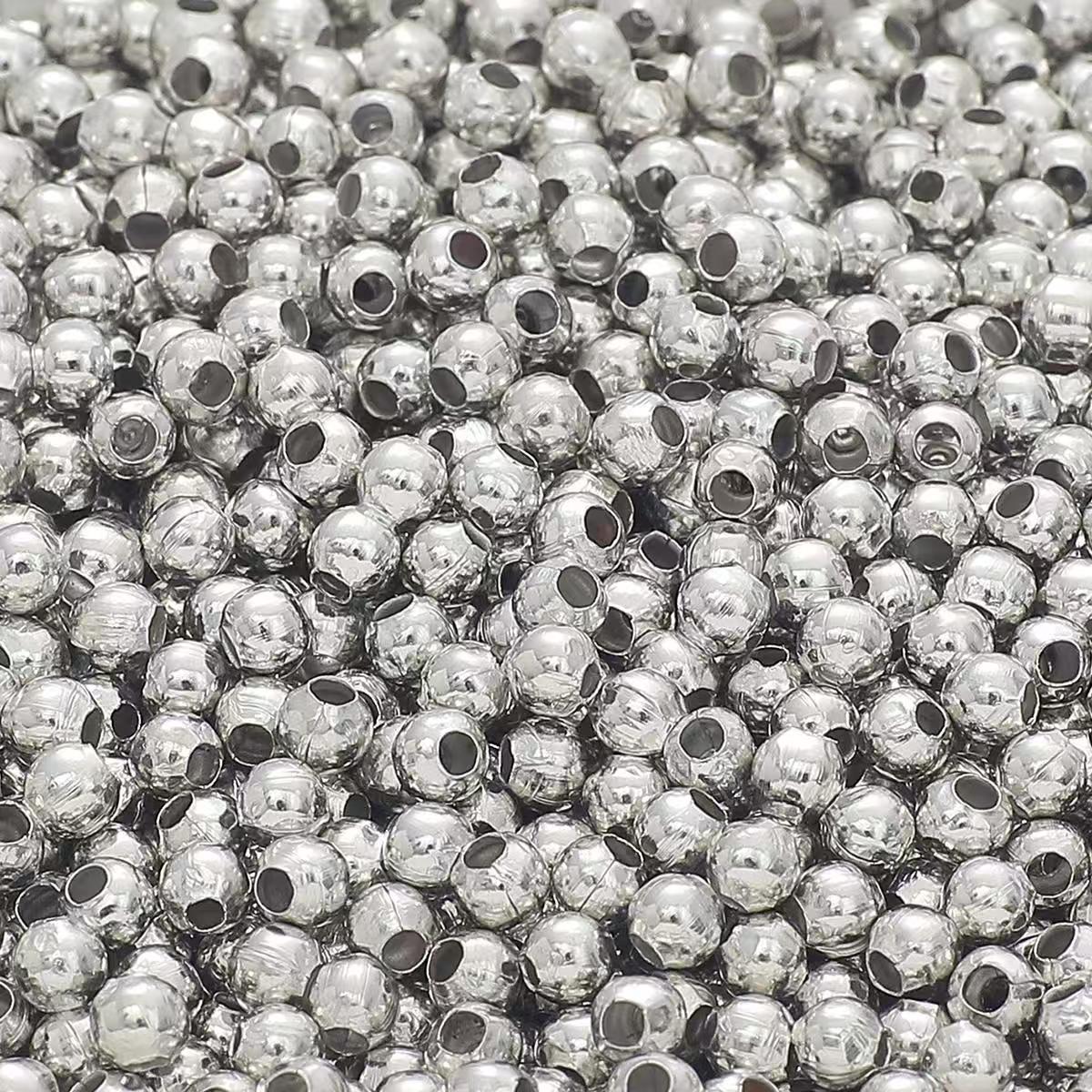 #Electroplated Metal Iron Round Beads, Bright Spacer Beads &amp; Loose Beads - Handmade DIY Bracelet/Necklace Jewelry
