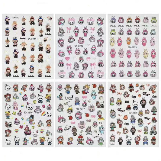 Bubu &  stitchTrendy Toy Nail Stickers, Cute 5D Embossed 3D Decal Stickers for Water Bottles, Pen Holders, Cameras and CCDs