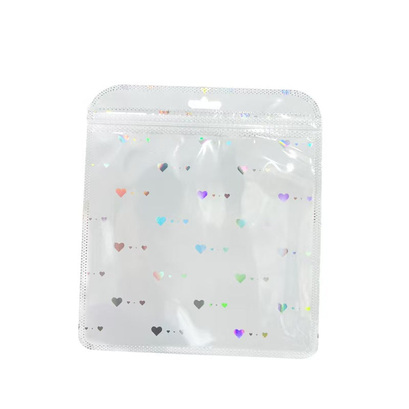 #16×20cm Square Plastic Ziplock Bags (White with Heart Design) - Cute Creative DIY Packaging for Puzzles