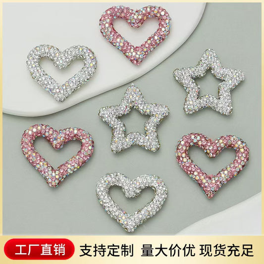 #New Rhinestone Hollow Heart Ceramic ^star Beads: DIY Pen/Phone Chain Accessories