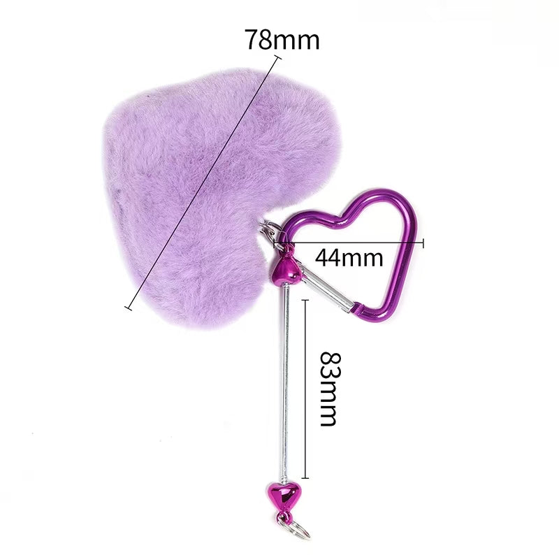 #New Style Heart Pom Pom Keychain: Fashionable High-Value Creative Colorful Plush Beaded DIY Bag Charm Pendant