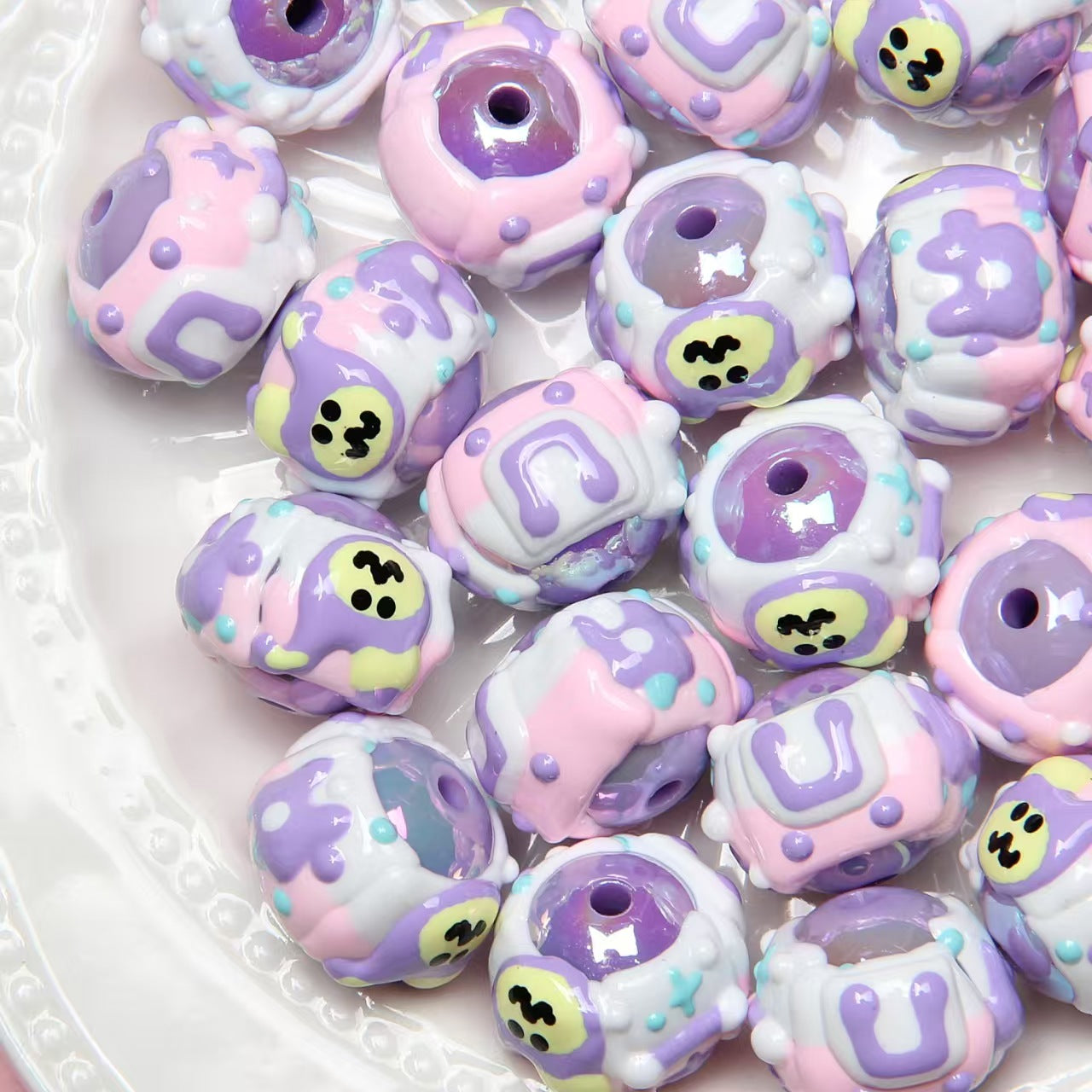 #New Arrival Oil-Coated Hand-Painted Beads: Cartoon Loose Beads for DIY - Beaded Pens, Phone Straps & Bracelets.