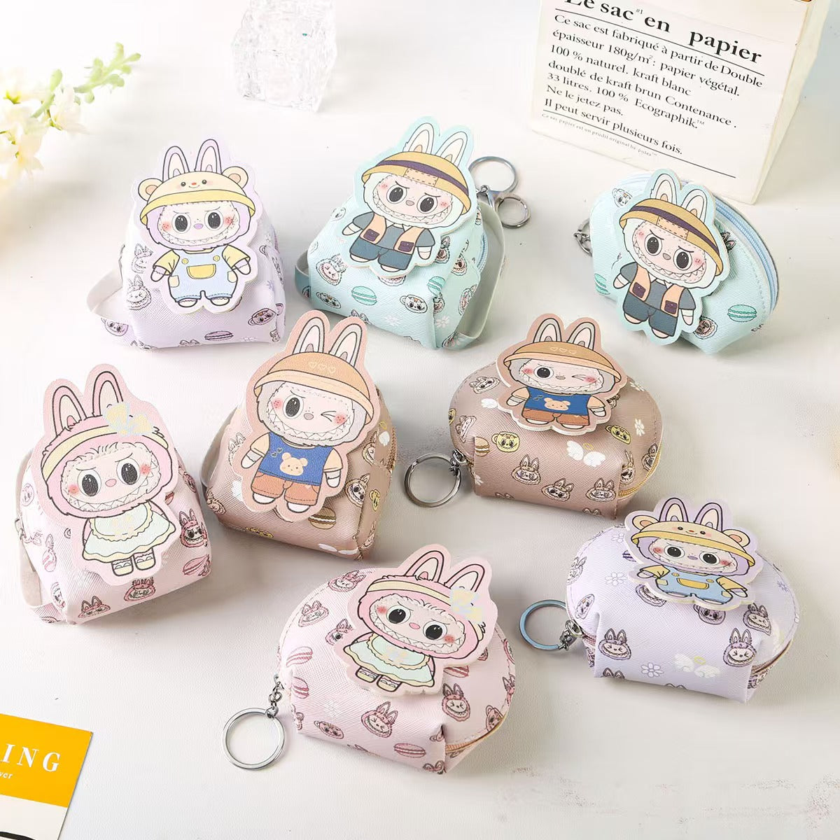 New cute Labubu coin purses & cartoon character keychains