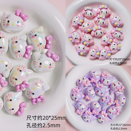 Bling beads for your pen UV Plated Colorful Cartoon Resin Sanrio Straight - Hole Beads DIY Jewelry Accessories