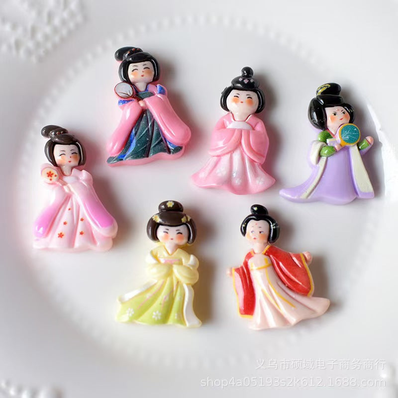 #Colorful Glossy Cartoon Angel Girl Resin Accessories (Hole-Punchable for Pendants) - DIY Cream Glue Hair Accessories, Phone Charms, Keychain Stickers