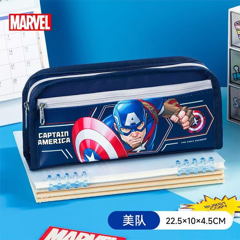 #ME/Lianzhong x Disney Kids Pencil Case, Large-Capacity Double-Layer Elsa Princess & Spider-Man Pencil Pouch for Back-to-School Season