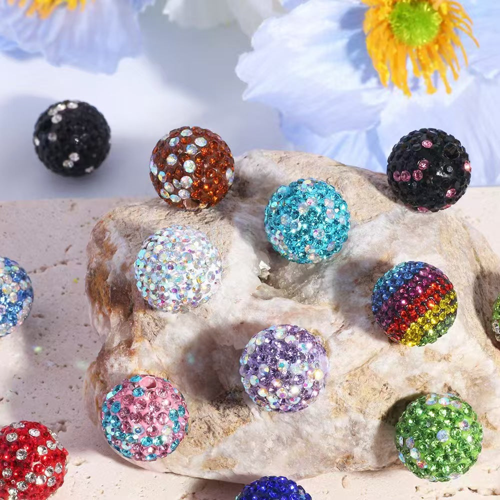 16mm popular shining polymer clay colorful full-drill ball beads with straight holes, DIY accessories
