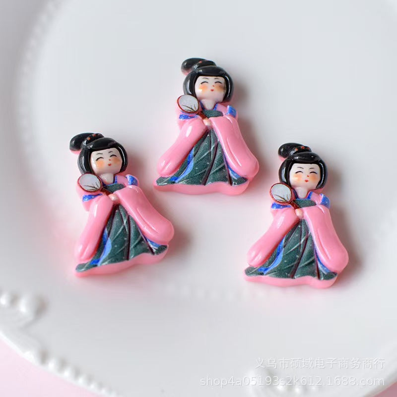 #Colorful Glossy Cartoon Angel Girl Resin Accessories (Hole-Punchable for Pendants) - DIY Cream Glue Hair Accessories, Phone Charms, Keychain Stickers