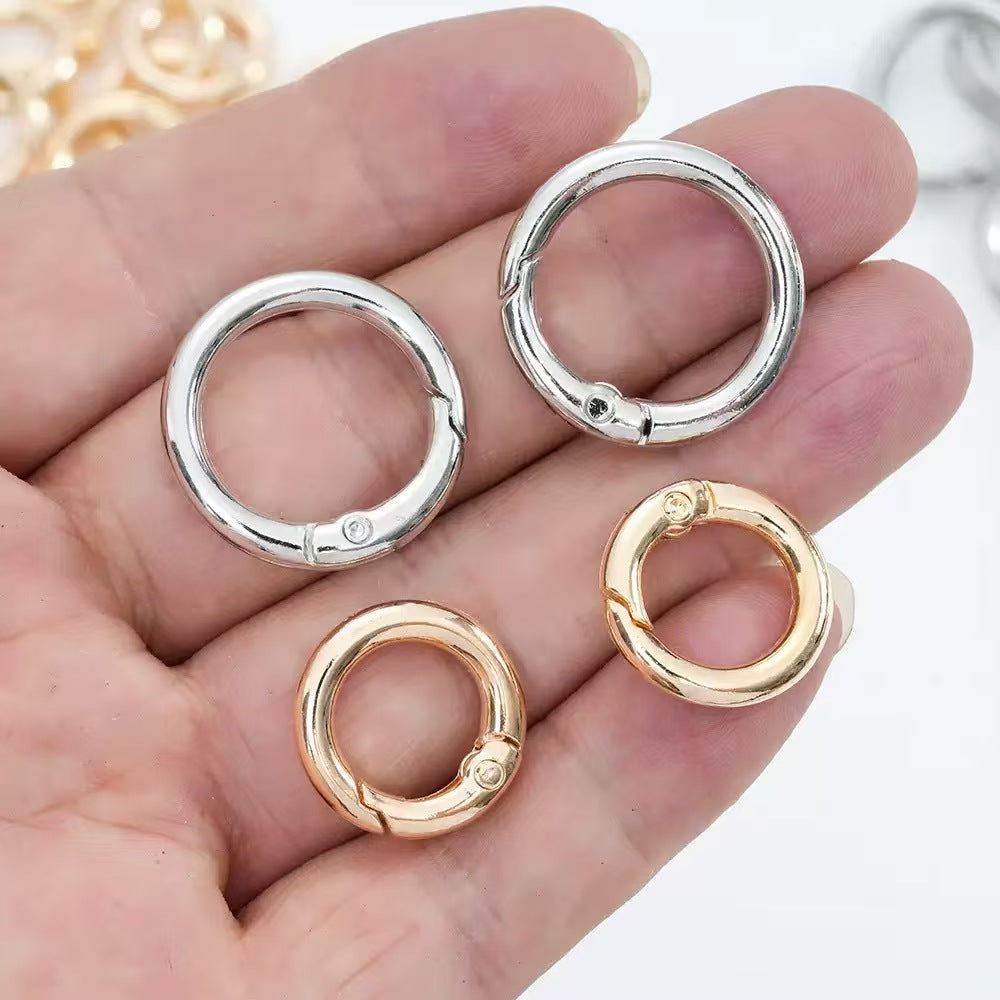 #Silver & Gold Mixed Metal Zinc Alloy Spring Clasps, Key Rings, Thickened Open Rings - DIY Connector Rings for Phone Chains & Keychains