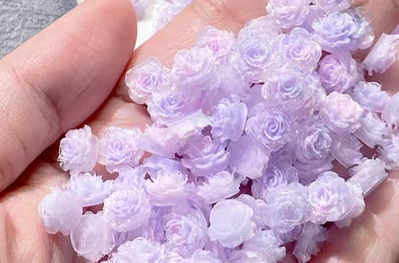 #Gradient Ombre Two-Tone 3D Stereo Soft Flower Nail Art Accessories DIY Material Kit with Hole Punching for Cream Glue Ins Style