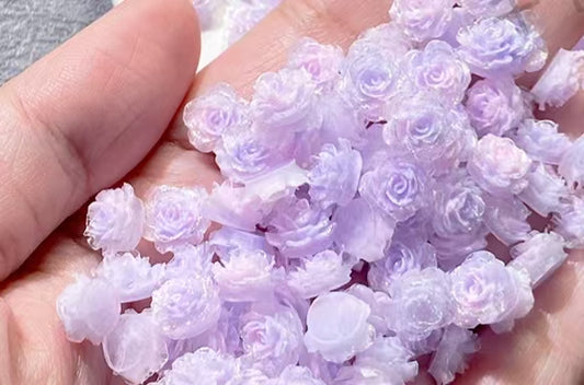 #Gradient Ombre Two-Tone 3D Stereo Soft Flower Nail Art Accessories DIY Material Kit with Hole Punching for Cream Glue Ins Style