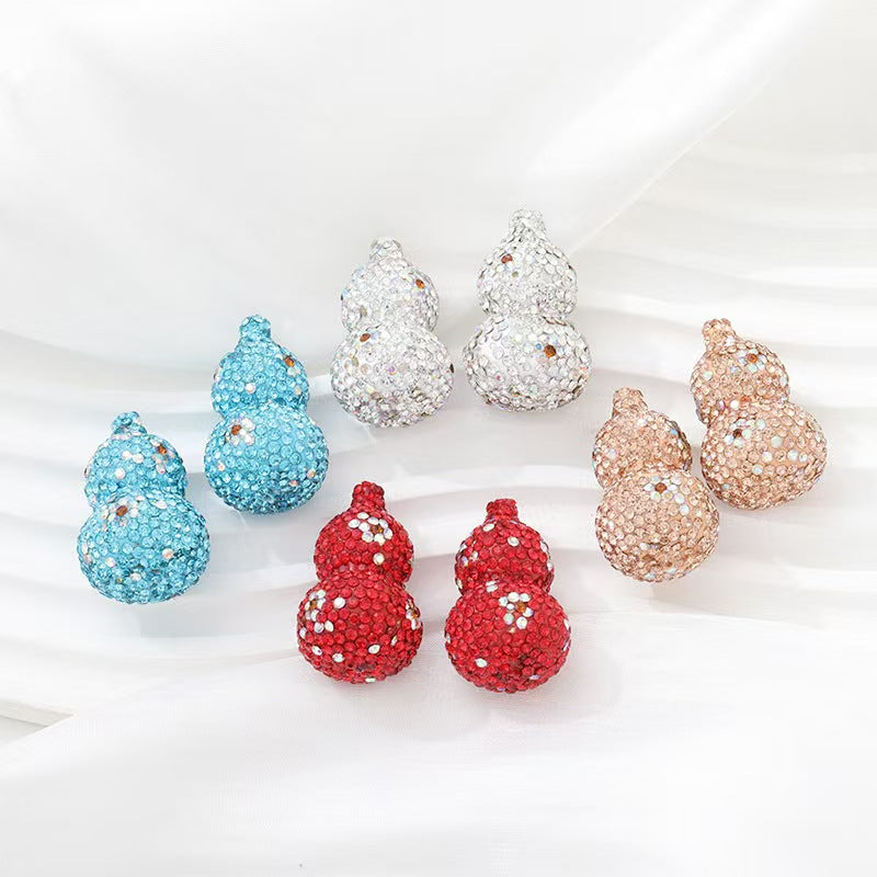 #New Full-Rhinestone Gourd Ceramic Clay Beads: DIY Through-Hole Accessories