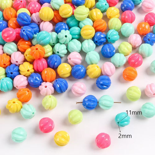 #Painted Pumpkin Perforated Beads & Striped Yarn Beads, DIY Beads for Necklaces, Clothing Accessories, Phone Chains & Bracelets