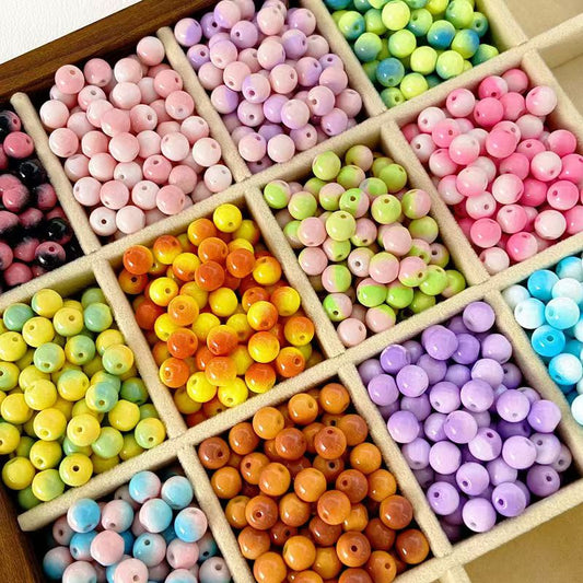 #8mm Picasso Dunhuang Two-Tone Round Beads & Rice Beads, Loose Beads for DIY Handmade Jewelry, Necklaces, Bracelets & Craft Supplies