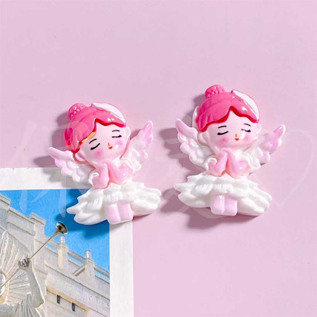 #Colorful Glossy Cartoon Angel Girl Resin Accessories (Hole-Punchable for Pendants) - DIY Cream Glue Hair Accessories, Phone Charms, Keychain Stickers