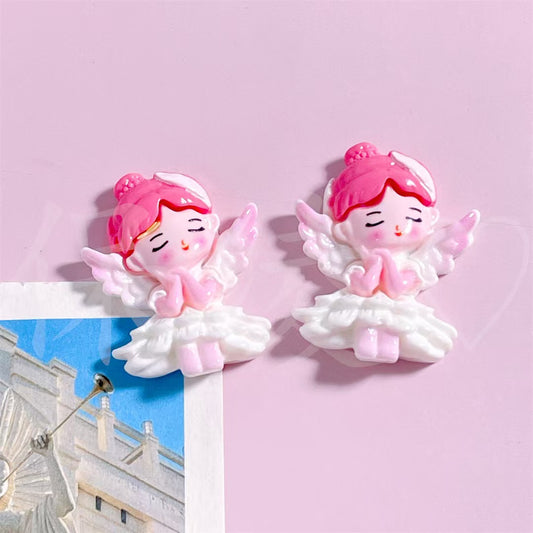 #Colorful Glossy Cartoon Angel Girl Resin Accessories (Hole-Punchable for Pendants) - DIY Cream Glue Hair Accessories, Phone Charms, Keychain Stickers