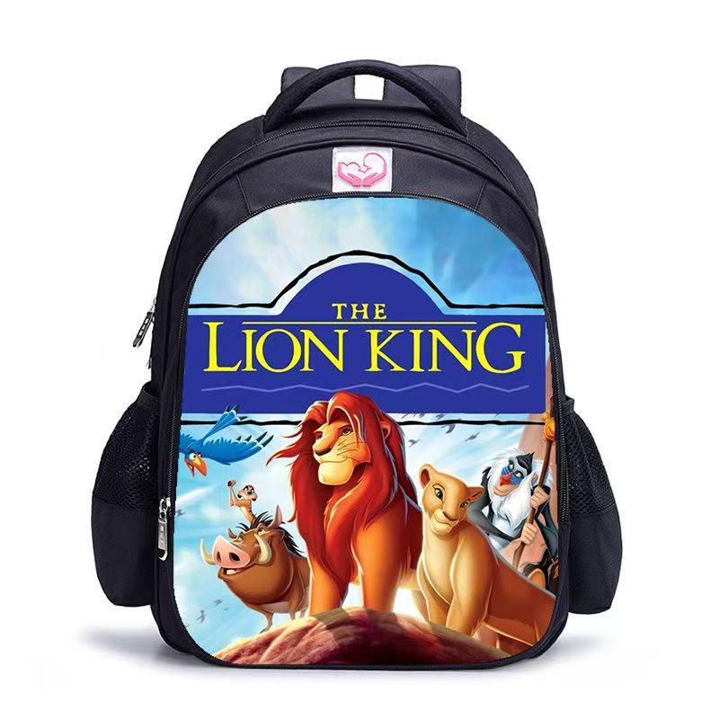 #Lion King Student Backpack, Black Cartoon Shoulder Bag for Boys and Girls, Customizable Single Piece