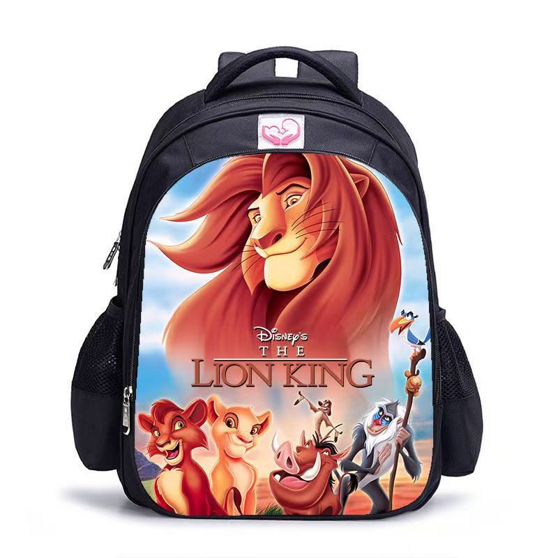 #Lion King Student Backpack, Black Cartoon Shoulder Bag for Boys and Girls, Customizable Single Piece