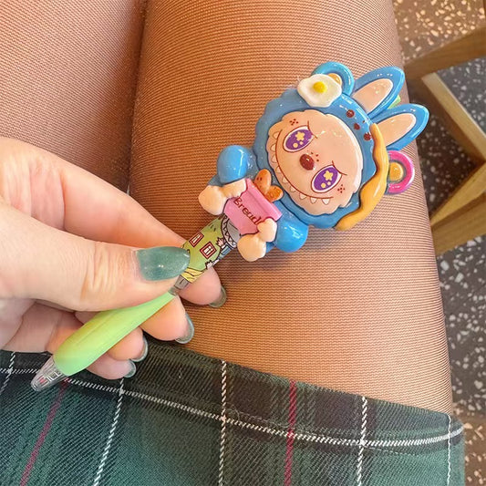 Funny rabbit press-type gel pen, high-value, suitable for students' exams, quick-drying, soft grip, brush-tip ballpoint pen.