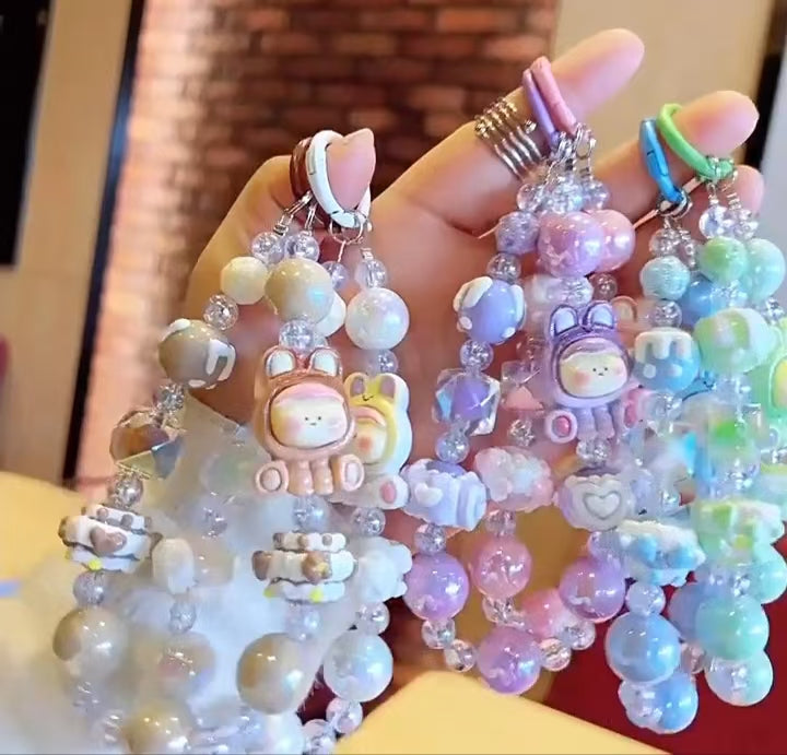 New Hand - painted Beaded Keychain & Phone Case Strap