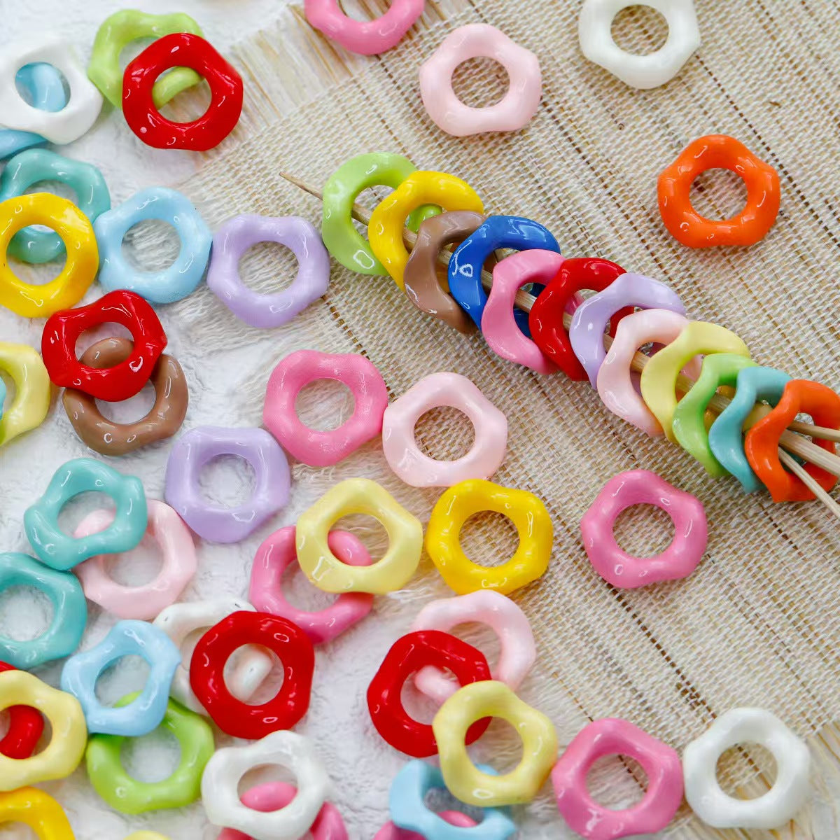 #Acrylic Stackable Colorful Beads for Bag Charms - DIY Handmade Bracelet, Necklace, Earrings & Jewelry Making Supplies