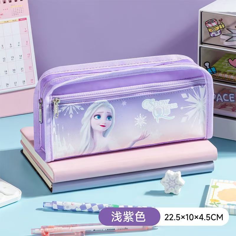 #ME/Lianzhong x Disney Kids Pencil Case, Large-Capacity Double-Layer Elsa Princess & Spider-Man Pencil Pouch for Back-to-School Season