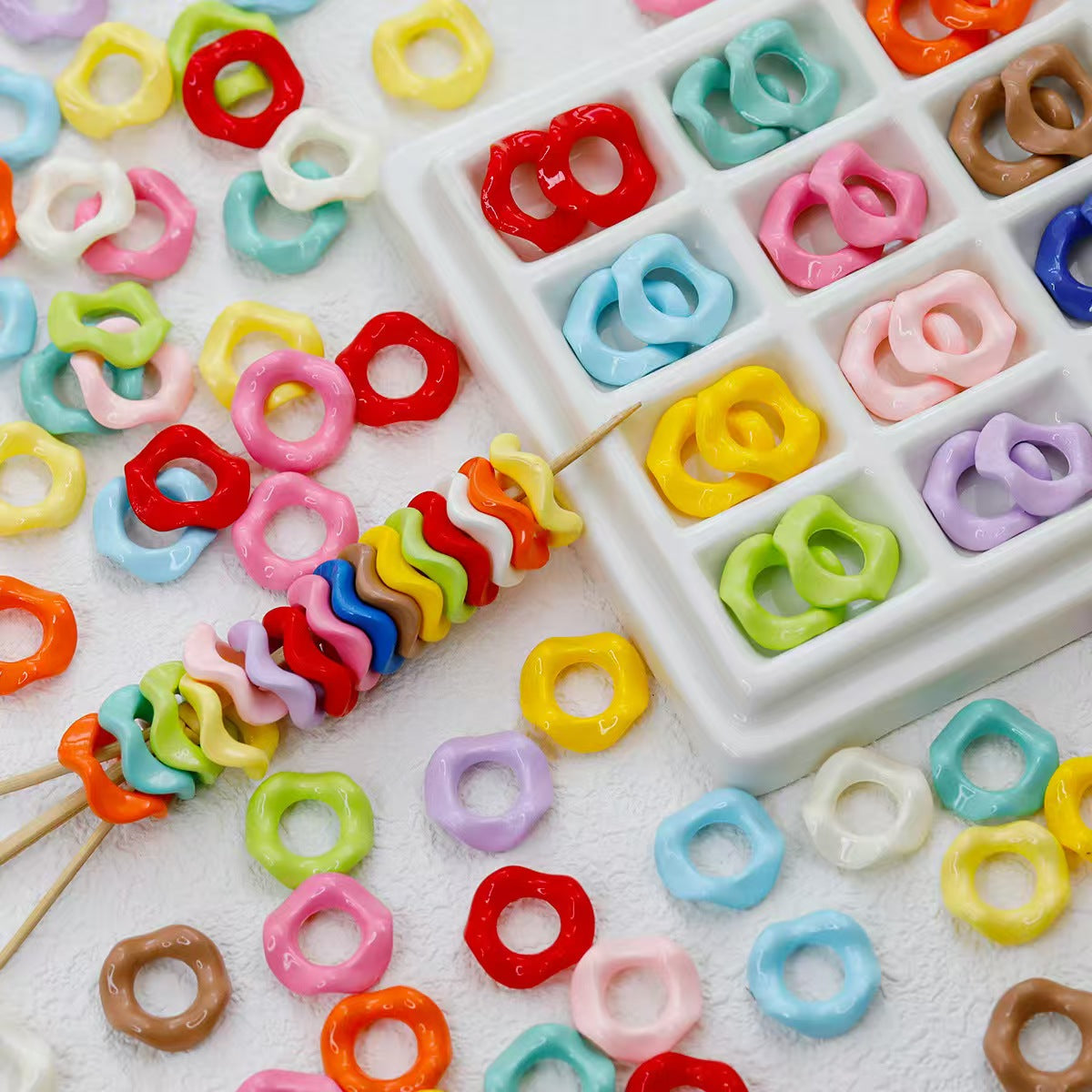 #Acrylic Stackable Colorful Beads for Bag Charms - DIY Handmade Bracelet, Necklace, Earrings & Jewelry Making Supplies