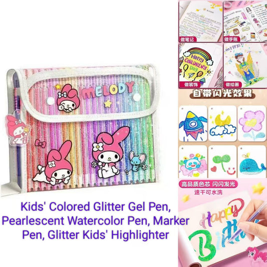 #48-Color Glitter Gel Pen, Colored Kids' Pearlescent Watercolor Pen, Marker Pen, Glitter Kids' Highlighter