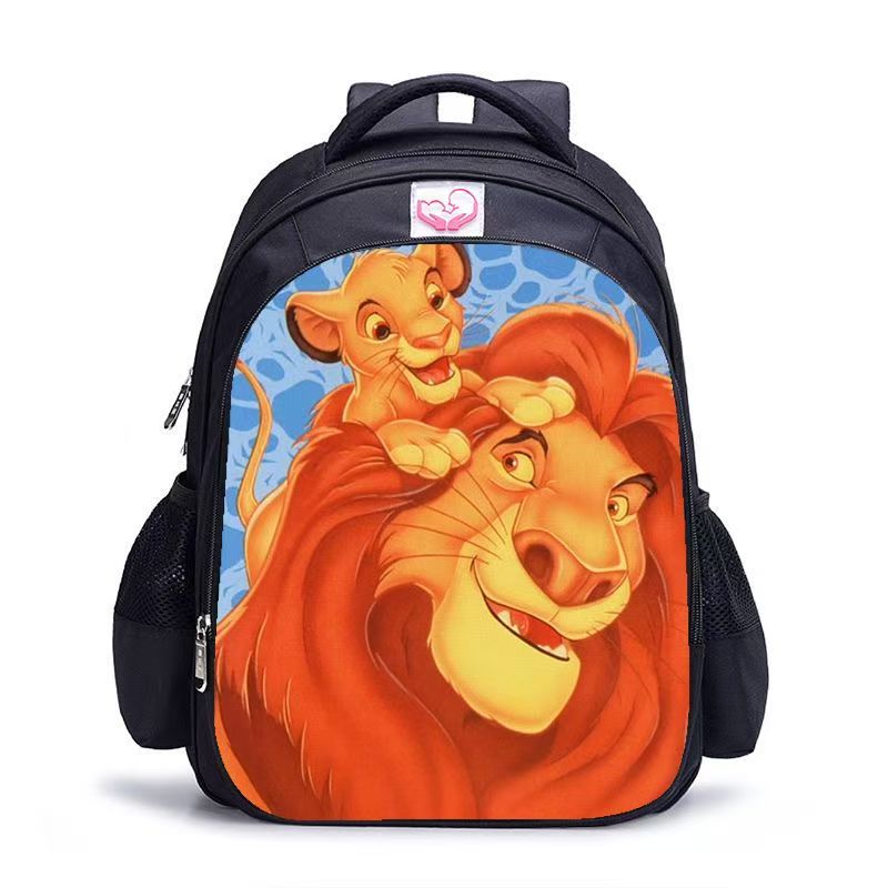 #Lion King Student Backpack, Black Cartoon Shoulder Bag for Boys and Girls, Customizable Single Piece
