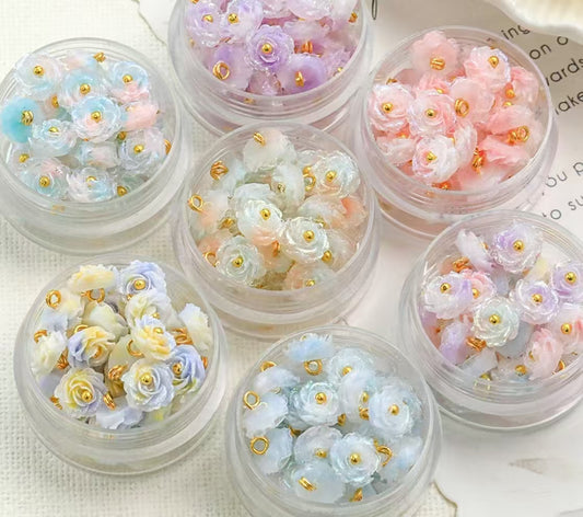 Ombre rose and camellia mix-beads with ball pins, DIY beading jewelry accessories